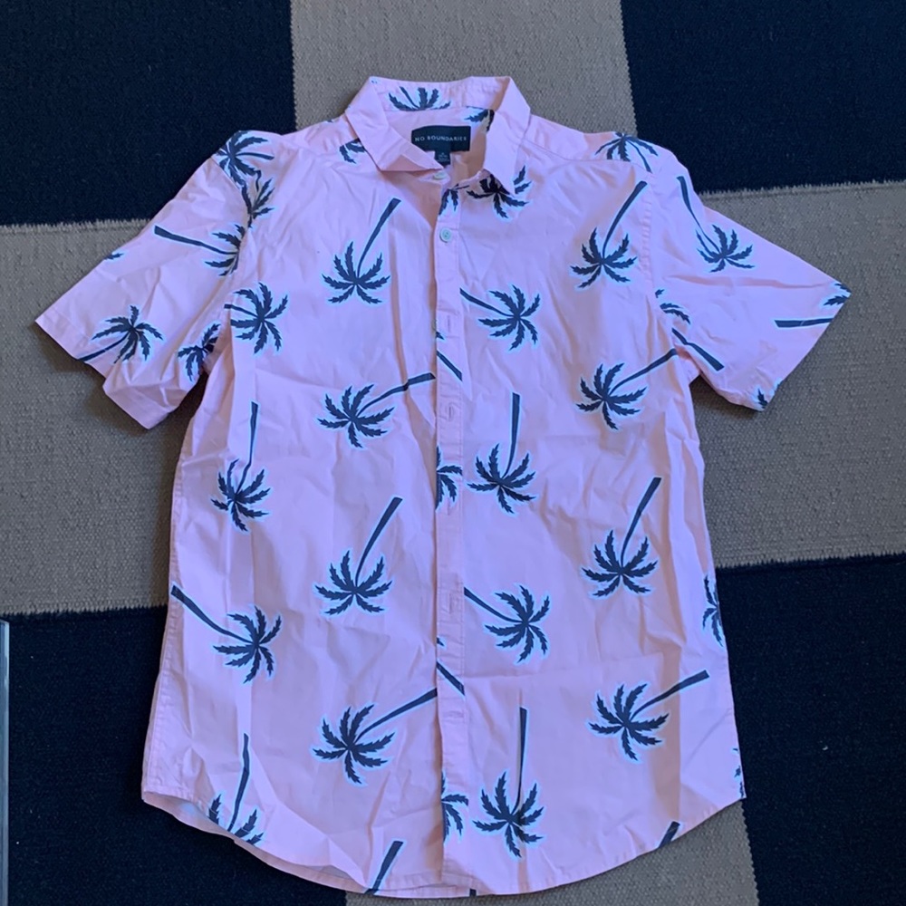 Pink palm tree button up shirt